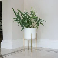 Luso Plant Stand In Gold H38Cm D27Cm 5 Luso Plant Stand In Gold H38Cm D27Cm -PlantHub Shop LPSG38 2