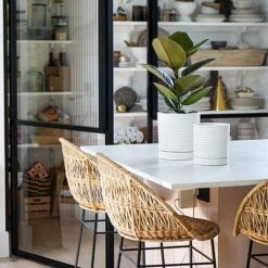 Luna Stoneware Planter & Saucer White H20CM D18CM -PlantHub Shop LSPW18 2