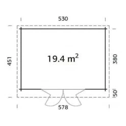 Lea 2 19.4m2 Summerhouse 3.8m X 5.3m -PlantHub Shop Lea20220plan