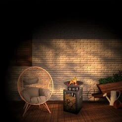 Idooka Brazier Firebowl Outdoors Heating Fire Pit With Built In Log Storage And Firewood Rack -PlantHub Shop Lifestyle20Burning1