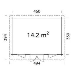 Lisa 14.2m2 Log Cabin 4.5m X 3.3m -PlantHub Shop Lisa2014.220plan