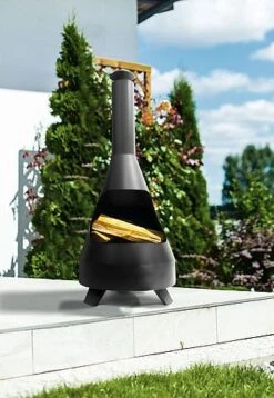 Idooka Garden Chiminea Outdoor Fire Pit Patio Heater Black Metal Log Burner Chimney -PlantHub Shop Logs1