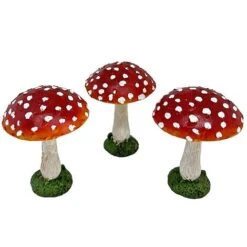 Set Of 3 Red Cap Garden Mushroom Ornaments -PlantHub Shop NJ1034 4