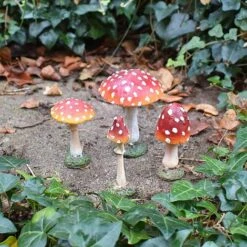 4 Garden Mushroom Red Cap Toadstool Ornaments Fairy Garden Decoration -PlantHub Shop NJ1034 NJ1044 5