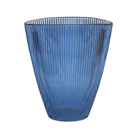 Navy Ribbed Vase H24.5Cm W21.5Cm 3 Navy Ribbed Vase H24.5Cm W21.5Cm
