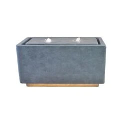 Outdoor Contemporary LED Cube Waterfeature Cement H32Cm W59.5Cm