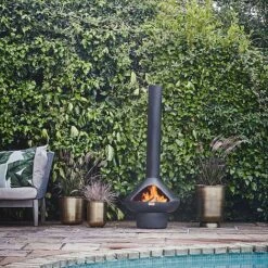 Outdoor Fornax Fireplace In Matt Black H132CM W52CM -PlantHub Shop OFFPB132 1