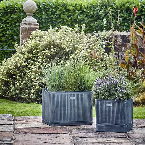 Outdoor Hampton Rectangular Galvanised Metal Planter H45Cm W80Cm 4 Outdoor Hampton Rectangular Galvanised Metal Planter H45Cm W80Cm - Image 2