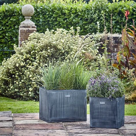 Outdoor Hampton Square Galvanised Metal Planter H45Cm W44Cm 4 Outdoor Hampton Square Galvanised Metal Planter H45Cm W44Cm - Image 2