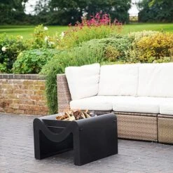 Outdoor Metal Hexham Firepit With Grill In Black H40.5Cm W58Cm 5 Outdoor Metal Hexham Firepit With Grill In Black H40.5Cm W58Cm -PlantHub Shop OMHFGB40 1
