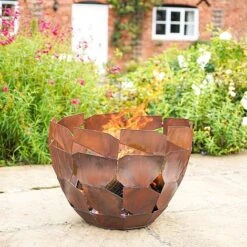 Outdoor Metal Industrial Firebowl In Rust H34Cm W59Cm -PlantHub Shop OMIFR61 2