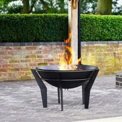 Outdoor Metal Kendal Firebowl On Stand In Black H44.5Cm W77Cm -PlantHub Shop OMKFSB77 1