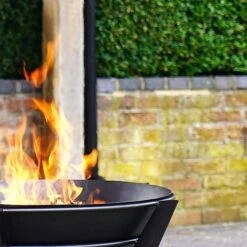 Outdoor Metal Kendal Firebowl On Stand In Black H44.5Cm W77Cm -PlantHub Shop OMKFSB77 2