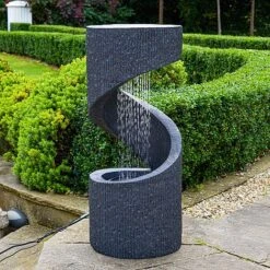 Outdoor Spiral Water Feature Granite H82CM W35CM -PlantHub Shop OSWFG 10 copy
