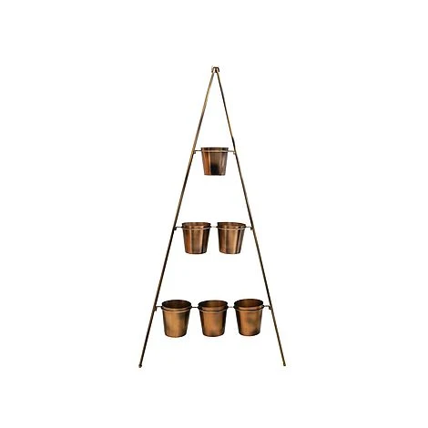 Outdoor Vertical Gold Metal Wall Plant Stand With Planters H148Cm W69Cm Planter Size External Diam 14Cm 3 Outdoor Vertical Gold Metal Wall Plant Stand With Planters H148Cm W69Cm Planter Size External Diam 14Cm