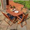 Rowlinson Plumley Hardwood Dining Set 6 Seater Grey Cushions -PlantHub Shop PLUMGREY6 PlumleyDiningSetGREY 01