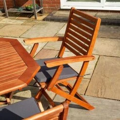 Rowlinson Plumley Hardwood Dining Set 6 Seater Grey Cushions -PlantHub Shop PLUMGREY6 PlumleyDiningSetGREY 07