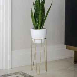 Pianta Stand In Gold H35Cm D19Cm -PlantHub Shop PSG35 1