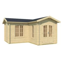 Portland L Shaped Log Cabin 4m X 4m -PlantHub Shop Portland20white