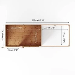 Waltons 18 X 6 Maine Pent Wooden Garden Summerhouse With Patio Area Shiplap Tongue And Groove -PlantHub Shop Product Spec Drawing and Floor Plan SI 003 001 0091