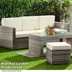 Garden Gear Riviera 5-Seat Rattan Set 16 Garden Gear Riviera 5-Seat Rattan Set -PlantHub Shop RIVI RATTNLGRY B61436