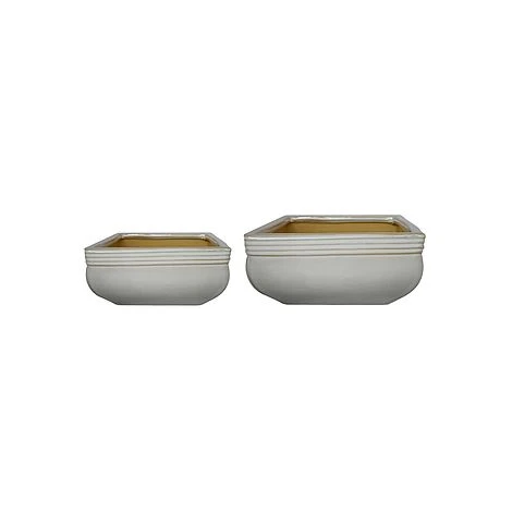 Square Bonsai Planter Cream Set Of 2 3 Square Bonsai Planter Cream Set Of 2