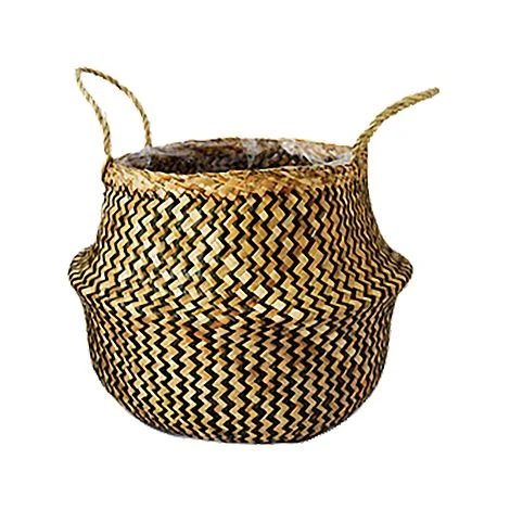 Seagrass Chevron Black Lined Basket Small H25Cm D30Cm 3 Seagrass Chevron Black Lined Basket Small H25Cm D30Cm