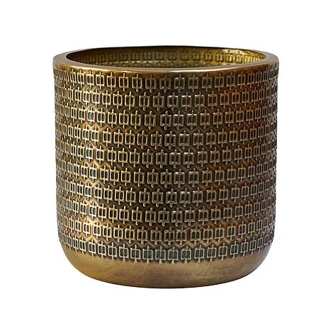 Solis Embossed Planter Gold H25CM D25CM 3 Solis Embossed Planter Gold H25CM D25CM