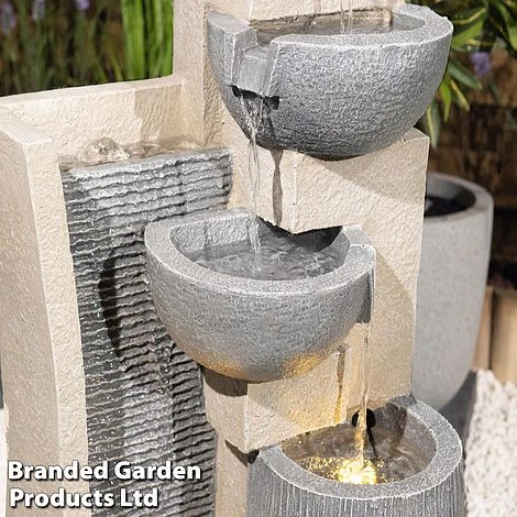 Serenity Cascading Four Bowl & Wall Water Feature 4 Serenity Cascading Four Bowl & Wall Water Feature - Image 2