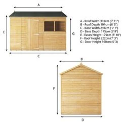 Waltons 10' X 6' Outdoor Wooden Overlap Reverse Apex Roof Garden Storage Shed -PlantHub Shop SI 001 001 0102 Spec