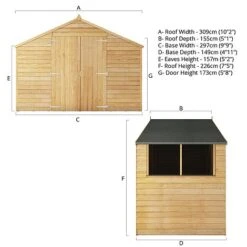 Waltons 5' X 10' Outdoor Wooden Overlap Apex Roof Garden Storage Shed Workshop 25 Waltons 5' X 10' Outdoor Wooden Overlap Apex Roof Garden Storage Shed Workshop -PlantHub Shop SI 001 001 0167 Spec20Drawing