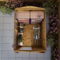 Waltons 8' X 6' Outdoor Tongue & Groove Repositionable Garden Shiplap Storage Shed -PlantHub Shop SI 001 003 0163 8x6 Shiplap Apex Single Door W3 Aerial