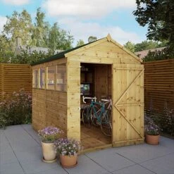 Waltons 8' X 6' Outdoor Tongue & Groove Repositionable Garden Shiplap Storage Shed -PlantHub Shop SI 001 003 0163 8x6 Shiplap Apex Single Door W3 MainDO