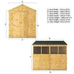Waltons 8' X 6' Outdoor Tongue & Groove Repositionable Garden Shiplap Storage Shed -PlantHub Shop SI 001 003 0163 Spec20Drawing
