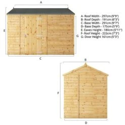 Waltons 10' X 6' Outdoor Repositionable Windowless Garden Shiplap Tongue & Groove Garden Storage Shed 22 Waltons 10' X 6' Outdoor Repositionable Windowless Garden Shiplap Tongue & Groove Garden Storage Shed -PlantHub Shop SI 001 003 0165 10x620Reverse20Apex20Spec Drawing