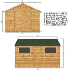 Waltons 12' X 10' Premium Shiplap Apex Workshop -PlantHub Shop SI 001 004 0096 Apex Variant Spec Render