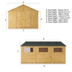 Waltons 15' X 10' Premium Shiplap Apex Workshop -PlantHub Shop SI 001 004 0098 15x10 Spec Drawing 300dpi 01