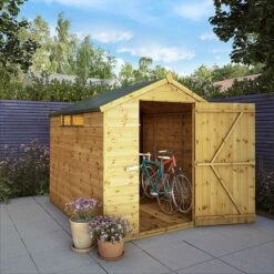 Waltons 8' X 6' Outdoor Shiplap Tongue & Groove Apex Roof Garden Security Storage Shed -PlantHub Shop SI 001 004 0117 8x6 Security Shed W3 MainDO