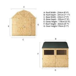 Waltons 8 X 8 Premium Outdoor Shiplap T&G Dutch Barn Garden Storage Workshop Shed -PlantHub Shop SI 001 004 0121 8x8 Dutch Barn Spec Drawing