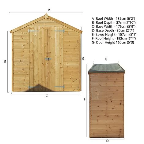 Waltons 3' X 6' Outdoor Windowless Shiplap Tongue & Groove Apex Roof Garden Storage Shed 8 Waltons 3' X 6' Outdoor Windowless Shiplap Tongue & Groove Apex Roof Garden Storage Shed - Image 6