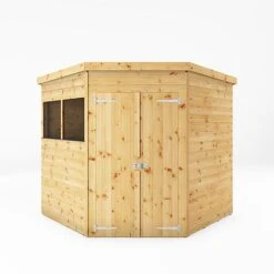 Waltons 7' X 7' Outdoor Shiplap Tongue & Groove Flat Roof Garden Corner Storage Shed 18 Waltons 7' X 7' Outdoor Shiplap Tongue & Groove Flat Roof Garden Corner Storage Shed -PlantHub Shop SI 001 004 0127 7x7 Shiplap Corner Shed Front