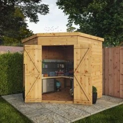 Waltons 7' X 7' Outdoor Shiplap Tongue & Groove Flat Roof Garden Corner Storage Shed 13 Waltons 7' X 7' Outdoor Shiplap Tongue & Groove Flat Roof Garden Corner Storage Shed -PlantHub Shop SI 001 004 0127 7x7 Shiplap Corner Shed W5 MainDO