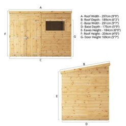 Waltons 10' X 8' Premium Shiplap Pent Roof Garden Shed -PlantHub Shop SI 001 004 0131 Spec Drawing1