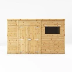 Waltons 12' X 8' Premium Shiplap Pent Roof Garden Shed -PlantHub Shop SI 001 004 0132 12x8 Premium Shiplap Pent Front