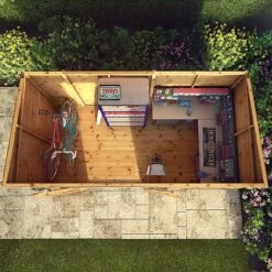 Waltons 12' X 8' Premium Shiplap Pent Roof Garden Shed -PlantHub Shop SI 001 004 0132 12x8 Premium Shiplap Pent MG2D Aerial