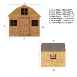 Waltons 6 X 6 Honeypot Dutch Barn Wooden Shiplap Tongue And Groove Garden Playhouse -PlantHub Shop SI 002 001 0009 Spec20Drawing
