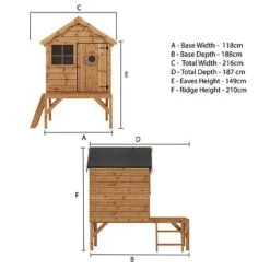 Waltons 4 X 4 Wooden Snug Garden Shed Playhouse With Tower -PlantHub Shop SI 002 001 0043 Snug Playhouse with Tower Spec Drawing 300dpi