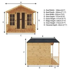 Waltons 8' X 8' Apex Summerhouse With Veranda -PlantHub Shop SI 003 001 0005 8x8 Wessex Summerhouse Spec Drawing 300dpi 02
