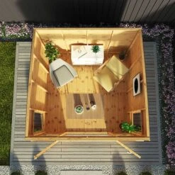 Waltons 8 X 8 Wooden Garden Shiplap Tongue And Groove Helios Summerhouse Garden Room -PlantHub Shop SI 003 001 0008 8x8 Helios Summerhouse WG1b Aerial