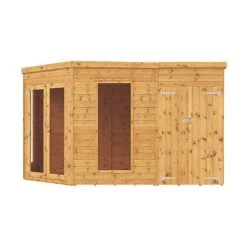 Waltons 12' X 8' Corner Summerhouse With Side Shed -PlantHub Shop SI 003 001 0078 12x8 Corner Summerhouse with Side Shed Studio Front 2
